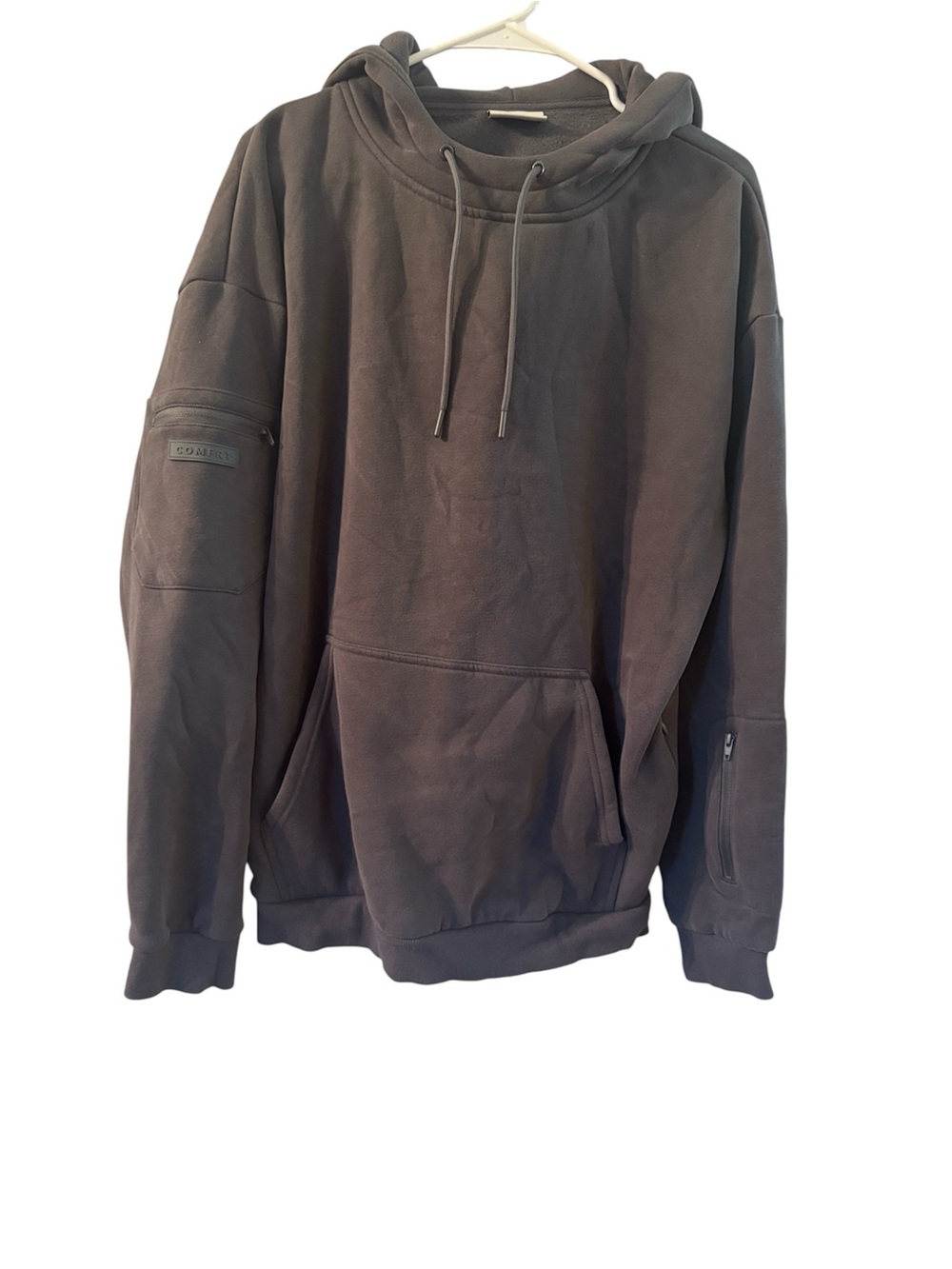 Comfrt Dark Gray Hoodie Pullover Utility Sweatshirt Travel Essentials size Larg